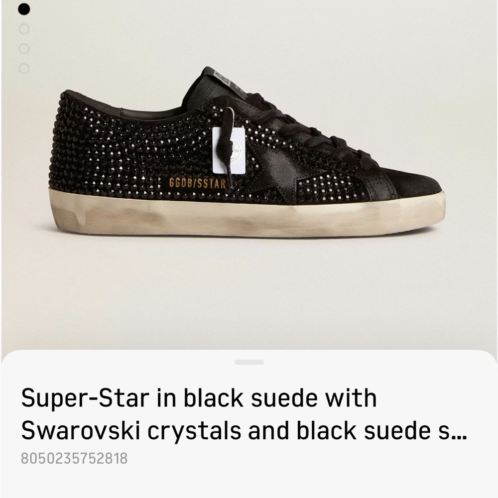 Golden Goose Black Suede + Swarovski Sneakers & black suede star.